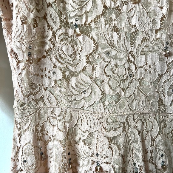 Vintage 50s Lace Gown, David Hart, Rhinestone Shell Embellishment, Small - Picture 6 of 14